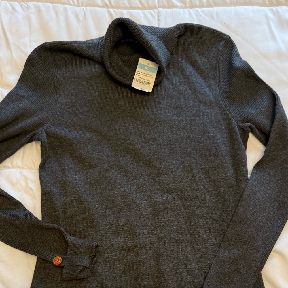 J. McLaughlin NWT Women’s Kealy Turtleneck Tunic Sweater Dress Charcoal Size XS - Picture 2 of 6